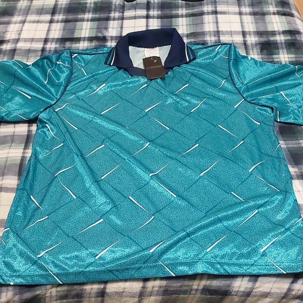 Teal Polo Shirt with Navy Collar